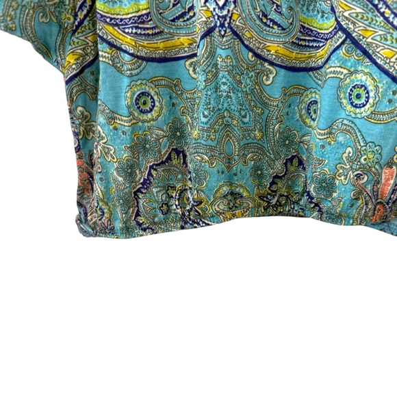 Weston Wear Small Turquoise Multicolor Paisley Print Dolman Sleeve Boho Top - Picture 5 of 6